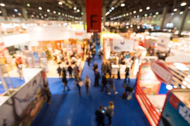 Blurry top-down view of trade show