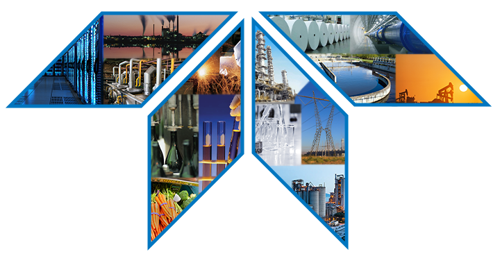 Teledyne Rhomboid with collage of industry images